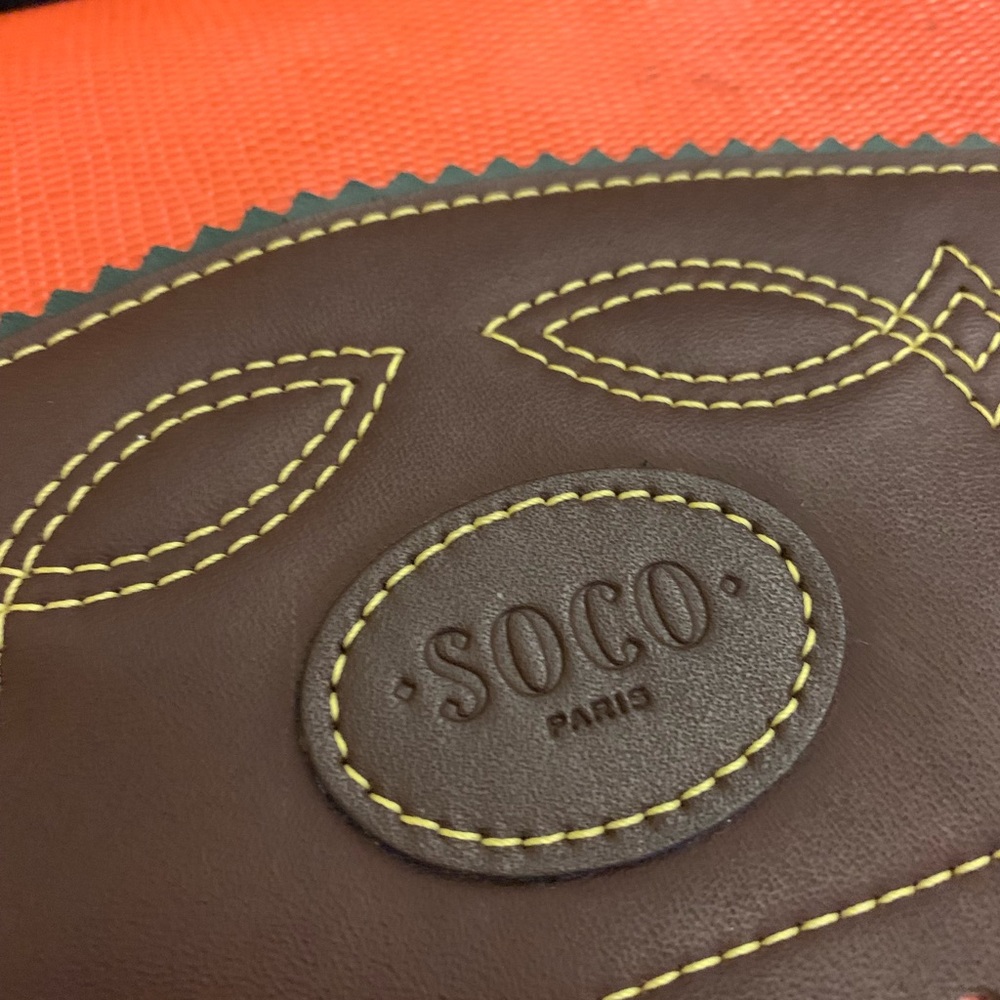 Orange and brown genuine leather saddle bag